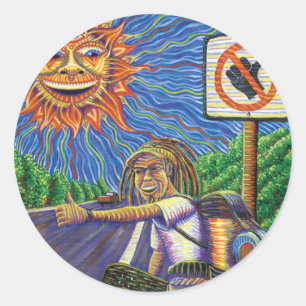 Adesivo Redondo Hitchiking Hobo