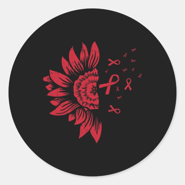 Adesivo Redondo HIV/Aids de girassol neurisma cerebral Acidente Le (Frente)