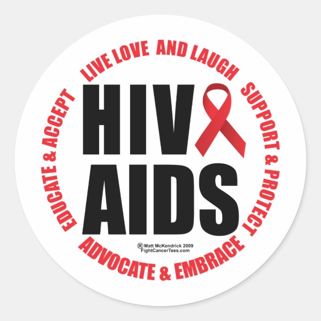 Adesivo Redondo HIV/AIDS Live Love Laugh (Frente)
