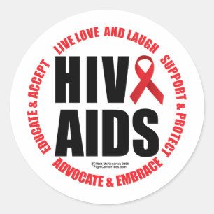 Adesivo Redondo HIV/AIDS vivem riso do amor
