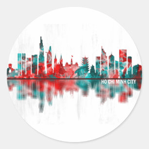 Adesivo Redondo Ho Chi Minh City Vietnam Skyline