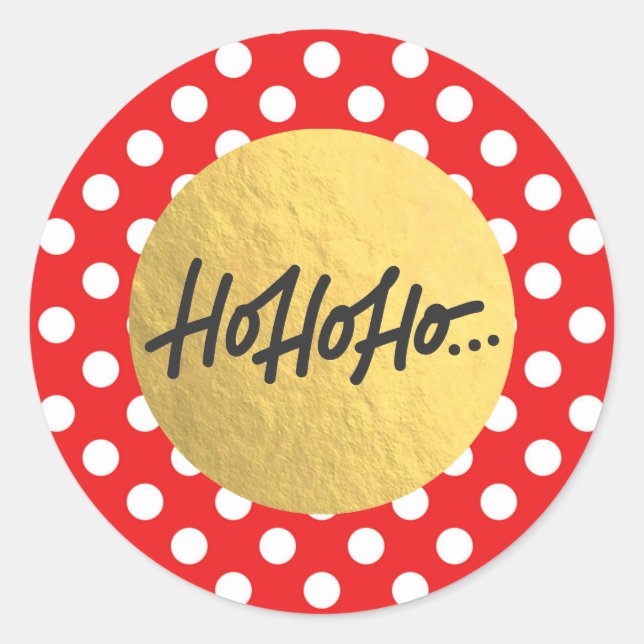 Adesivo Redondo HO HO Bolinhas brancas de Natal Holidy (Frente)