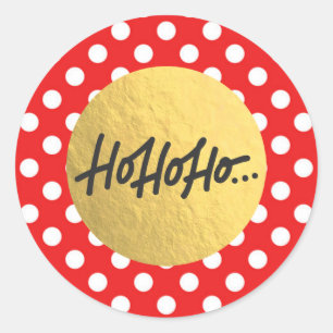 Adesivo Redondo HO HO Bolinhas brancas de Natal Holidy