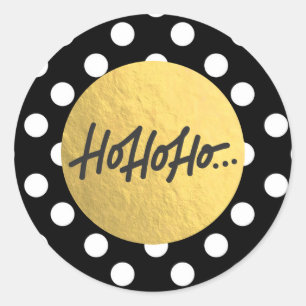 Adesivo Redondo HO HO Bolinhas brancas de Natal Negras de Natal