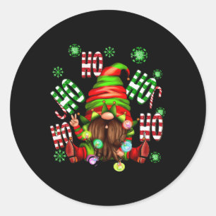 Adesivo Redondo Ho Ho Elf Gnomo Crianças de Natal Meninas Xmas
