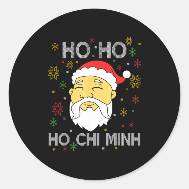 Adesivo Redondo Ho Ho Ho Chi Minh Asian Vietnamese Santa Claus Chr (Frente)