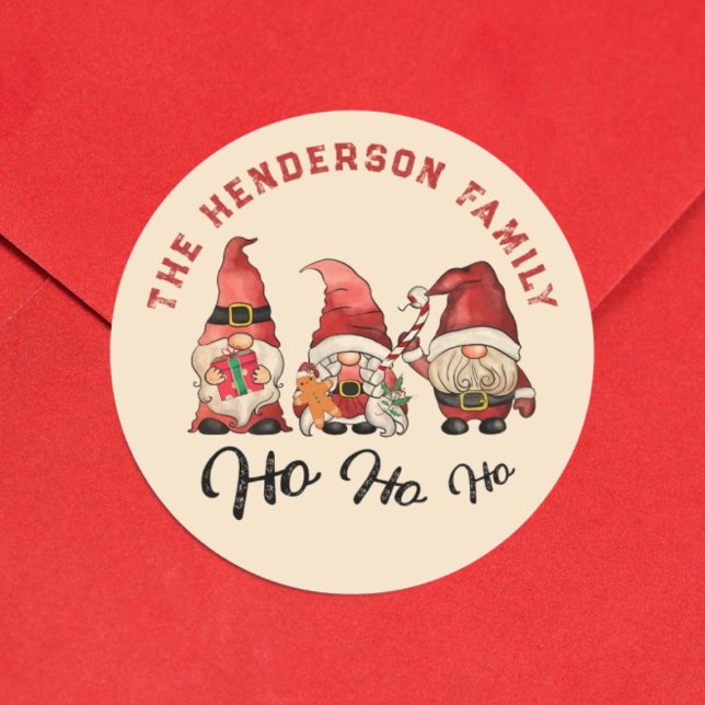 Adesivo Redondo Ho Ho Ho! Feliz Natal dos Gnomos Nórdicos (Criador carregado)