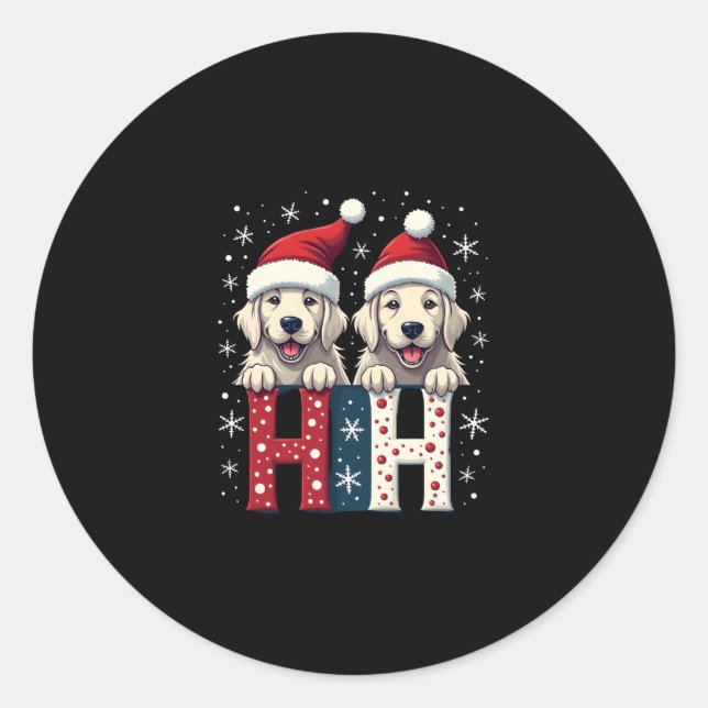 Adesivo Redondo Ho Ho Ho Great Pyrenees Dog Lover Christmas Santa  (Frente)