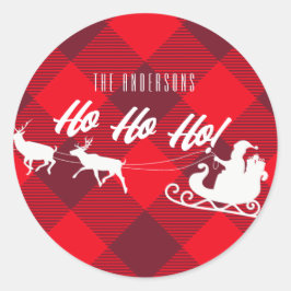 Adesivo Redondo Ho Ho Ho Ho, Natal da Família! Papais noeis Red Bu