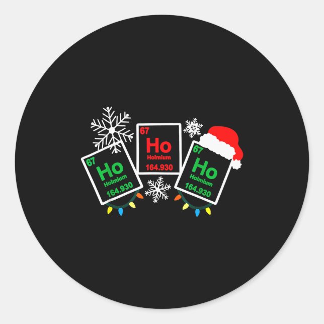 Adesivo Redondo Ho Ho Ho Holmium Chemistry Element 67 Periodic Tab (Frente)
