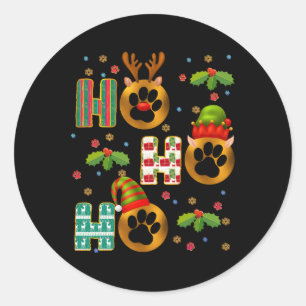 Adesivo Redondo Ho Ho Ho Paw natalino e veterinário Xmas