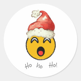 Adesivo Redondo Ho Ho Ho smiley santa