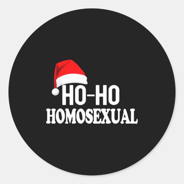 Adesivo Redondo Ho Ho Homoual Funny Pride Christmas Holiday Design (Frente)