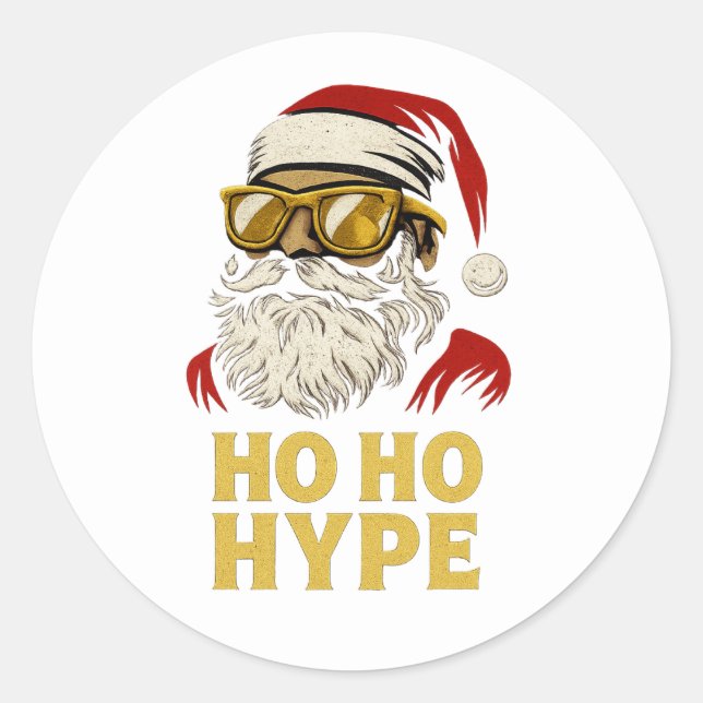 Adesivo Redondo HO HO HYPE – Santa Gold (Frente)