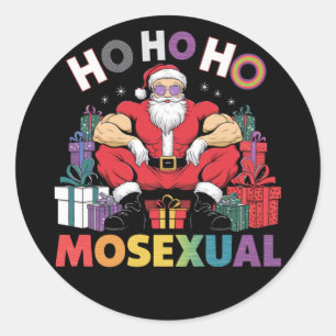 Adesivo Redondo Ho Ho Papais noeis de Gay Mossexual LGBT Orgulho g