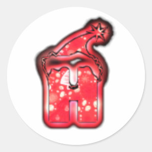 Adesivo Redondo Ho Ho! Santa Claus Chapéu Feliz Estrela de Natal.p