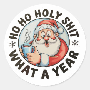 Adesivo Redondo Ho Ho Santo Que Ano Papai Noel Natal Divertido Xma