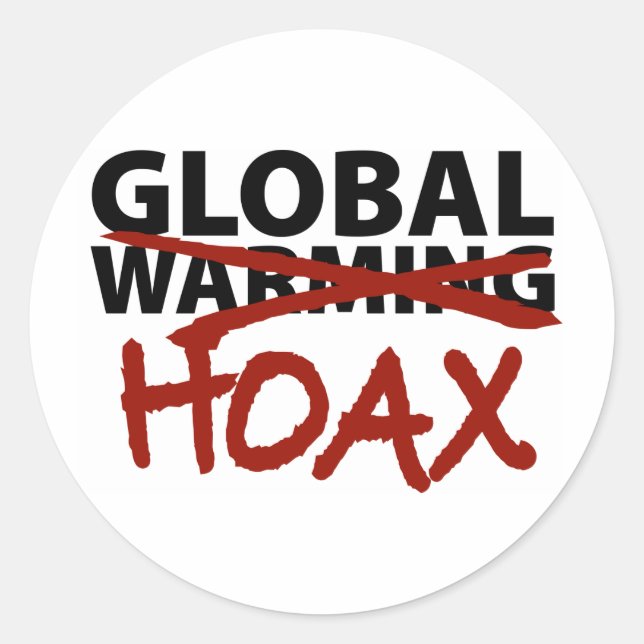 Adesivo Redondo Hoax do aquecimento global (Frente)