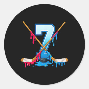 Adesivo Redondo Hockey 7 Anos de Idade Sorvete Gotejamento Juventu