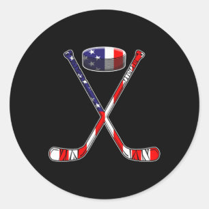 Adesivo Redondo Hockey American Flag 4 De Julho Divertimento Homen