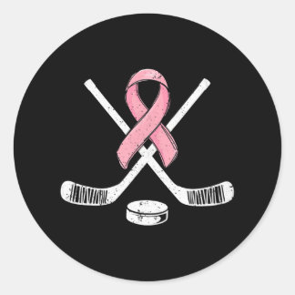 Adesivo Redondo Hockey com fita rosa e Cancer de madrugada