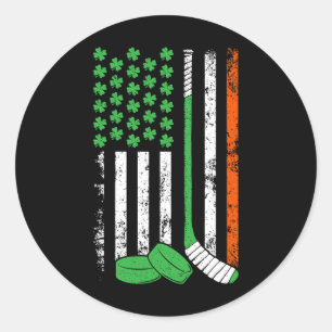 Adesivo Redondo Hockey Dia de São Patrício Bandeira Americana Trev