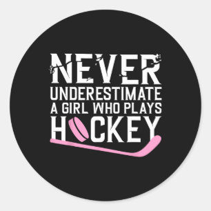 Adesivo Redondo Hockey Divertido Para Mulheres Jogador De Hóquei N
