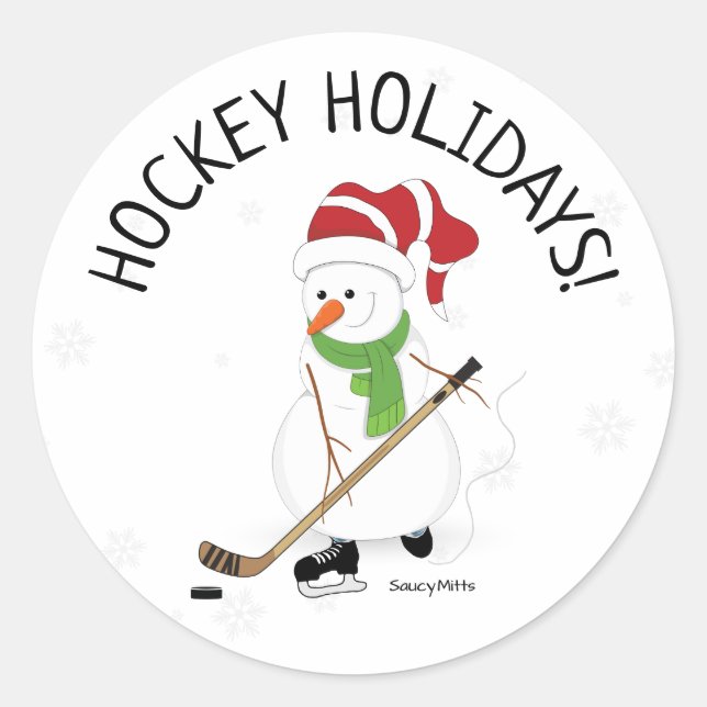 Adesivo Redondo Hockey Holidays Hockey Snowman Classic R (Frente)