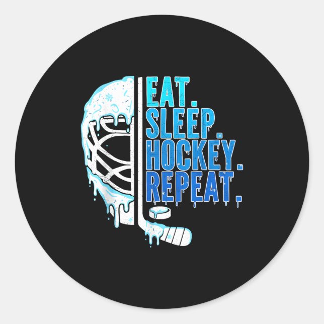 Adesivo Redondo Hockey Ice Cream Drip Eat Sleep Hockey Repeat Boys (Frente)