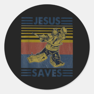 Adesivo Redondo Hockey Jesus Salva Futebol Americano Engraçado A C