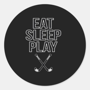 Adesivo Redondo Hockey Lover Comer, Dormir E Jogar Hóquei