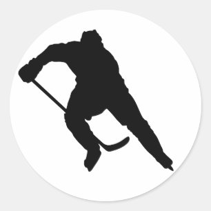 Adesivo Redondo Hockey-Player-Silhouette-1