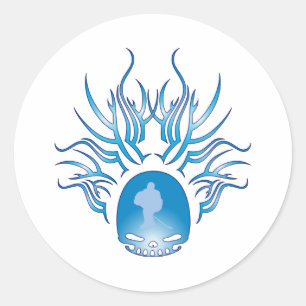 Adesivo Redondo Hockey Skull