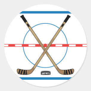 Adesivo Redondo Hockey Sticks e Center Ice Hockey 3" (conjunto de 