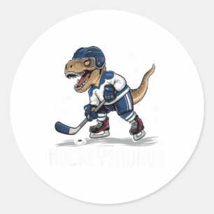 Adesivo Redondo Hockeysaurus Dinossauro Engraçado Hockey Crianças 