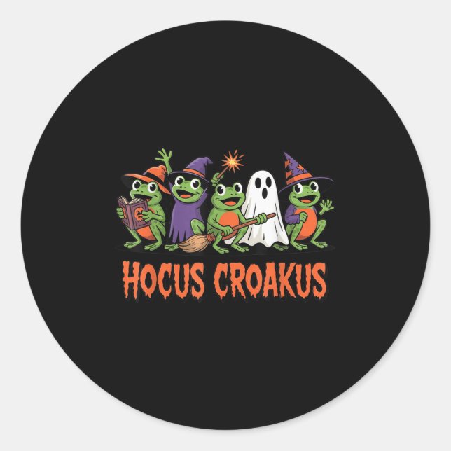 Adesivo Redondo Hocus Croakus Frog Halloween Magic Spell Funny Wit (Frente)