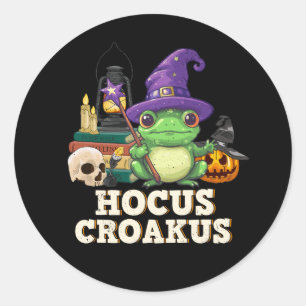 Adesivo Redondo Hocus Croakus Spooky Halloween Sapo Bruxa de Chapé