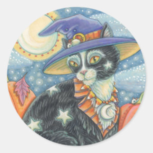 Adesivo Redondo HOCUS POCUS BLACK CAT WITCH, HALLOWEKERS Rd