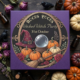 Adesivo Redondo Hocus Pocus Chapéu Divertido da Bruxa Malvada Fest
