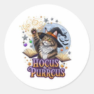 Adesivo Redondo Hocus Purrcus Coon - Maine Coon Halloween Spell