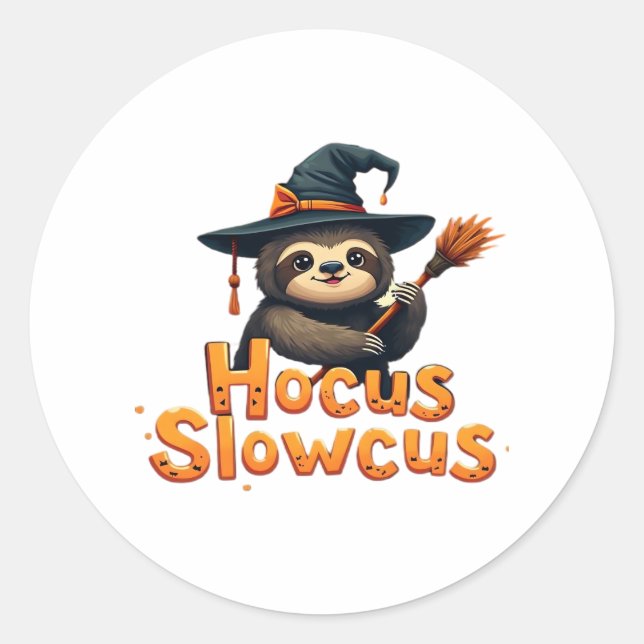 Adesivo Redondo Hocus Slowcus Sloth amantes do vestido de Hallowee (Frente)