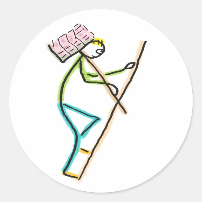 Adesivo Redondo Hod Carrier Stickman (Frente)