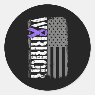 Adesivo Redondo Hodgkins Linfoma Warrior American Flag