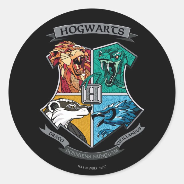 Adesivo Redondo HOGWARTS™ Crosshatch Emblem (Frente)