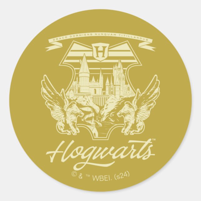 Adesivo Redondo HOGWARTS™ Winged Shield Graphic (Frente)