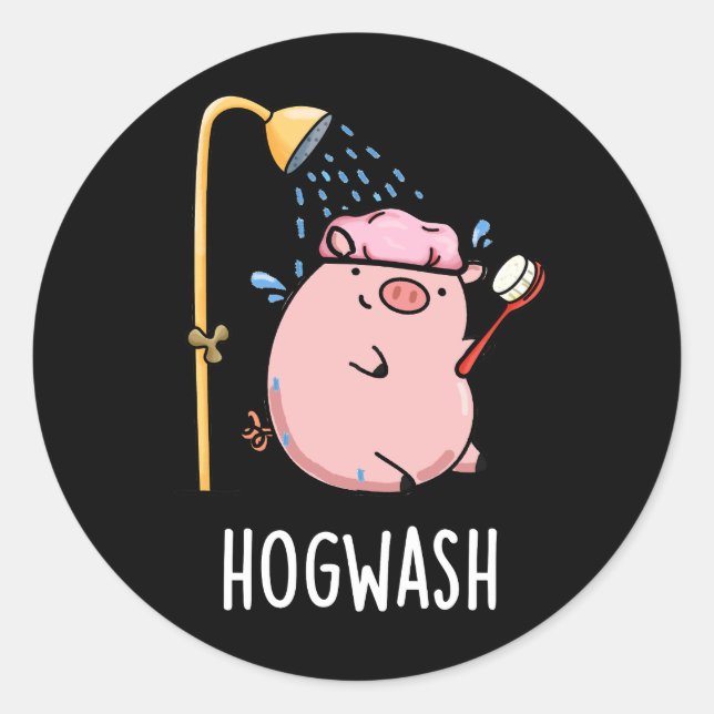 Adesivo Redondo Hogwash Funny Pig Dark Dark BG (Frente)