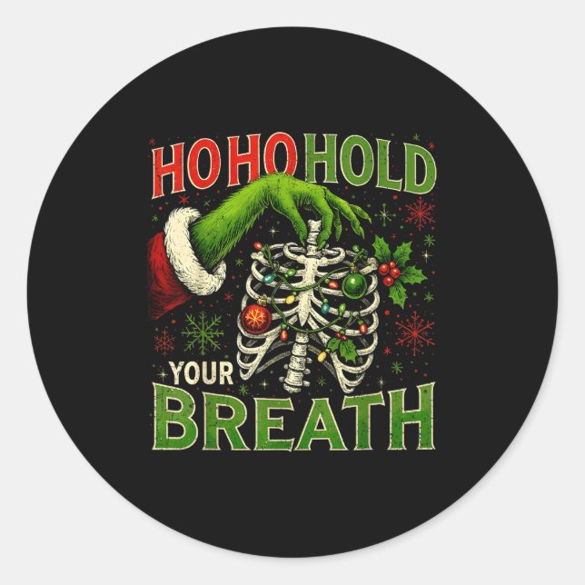 Adesivo Redondo Hoho Hold Your Breath Funny Nurse Christmas  (Frente)