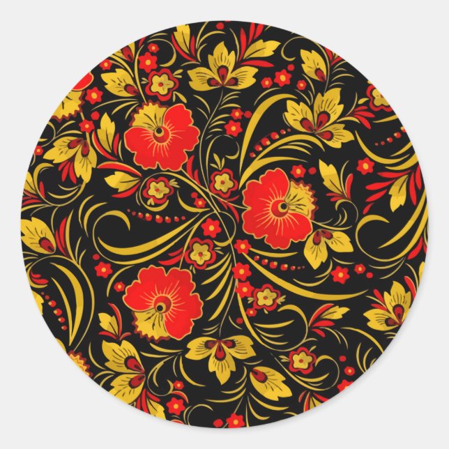 Adesivo Redondo Hokhloma russo (Frente)