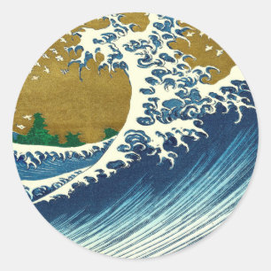 Adesivo Redondo Hokusai Big Wave Japão Art