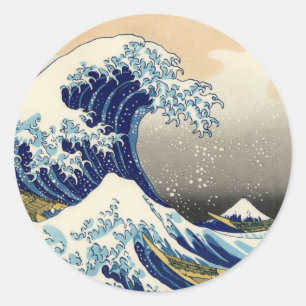 Adesivo Redondo Hokusai Os Excelentes De Ondas